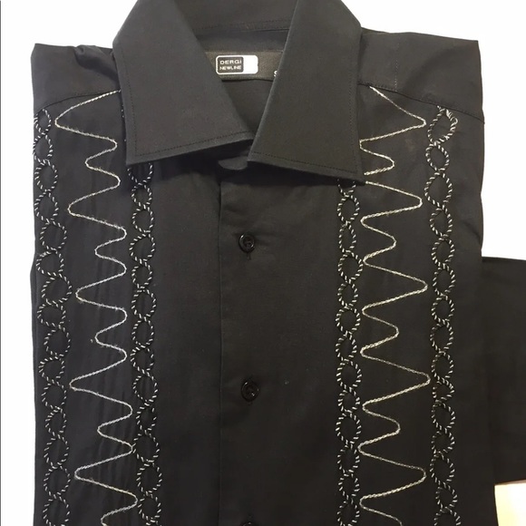 Dergi Newline Men’s Dress Shirt Long Sleeve Black Embroidered S - Picture 1 of 11
